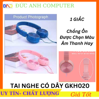 Tai nghe chụp tai GKH 020 1 Giắc ,siêu dễ thương, màu hồng, xanh- Siêu dễ thương, nhỏ gọn, tiện dụng