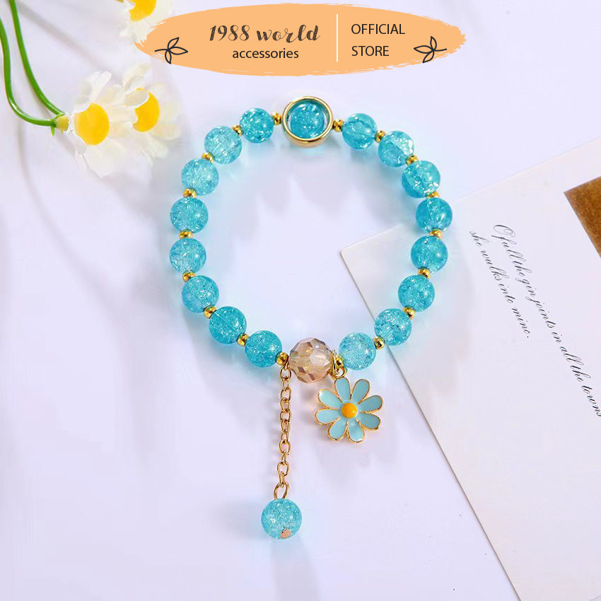 Vòng đeo tay chuỗi hạt nhiều màu dễ thương cho bạn gái 1988world