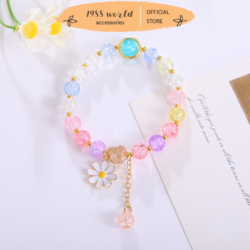 Vòng đeo tay chuỗi hạt nhiều màu dễ thương cho bạn gái 1988world