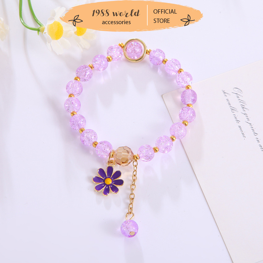 Vòng đeo tay chuỗi hạt nhiều màu dễ thương cho bạn gái 1988world