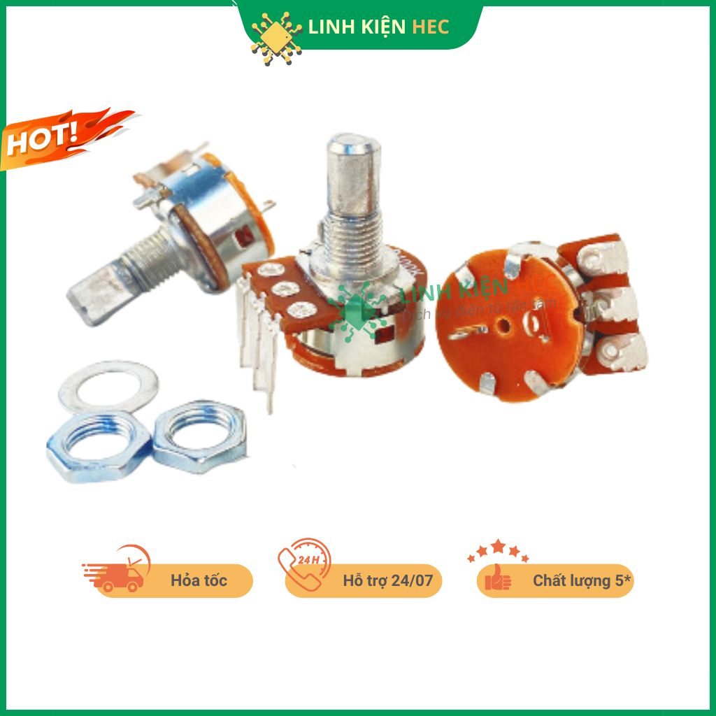 Chiết áp công tắc 5k 10k 50k 100k 500k Wh148 chính hãng linh kiện hec.