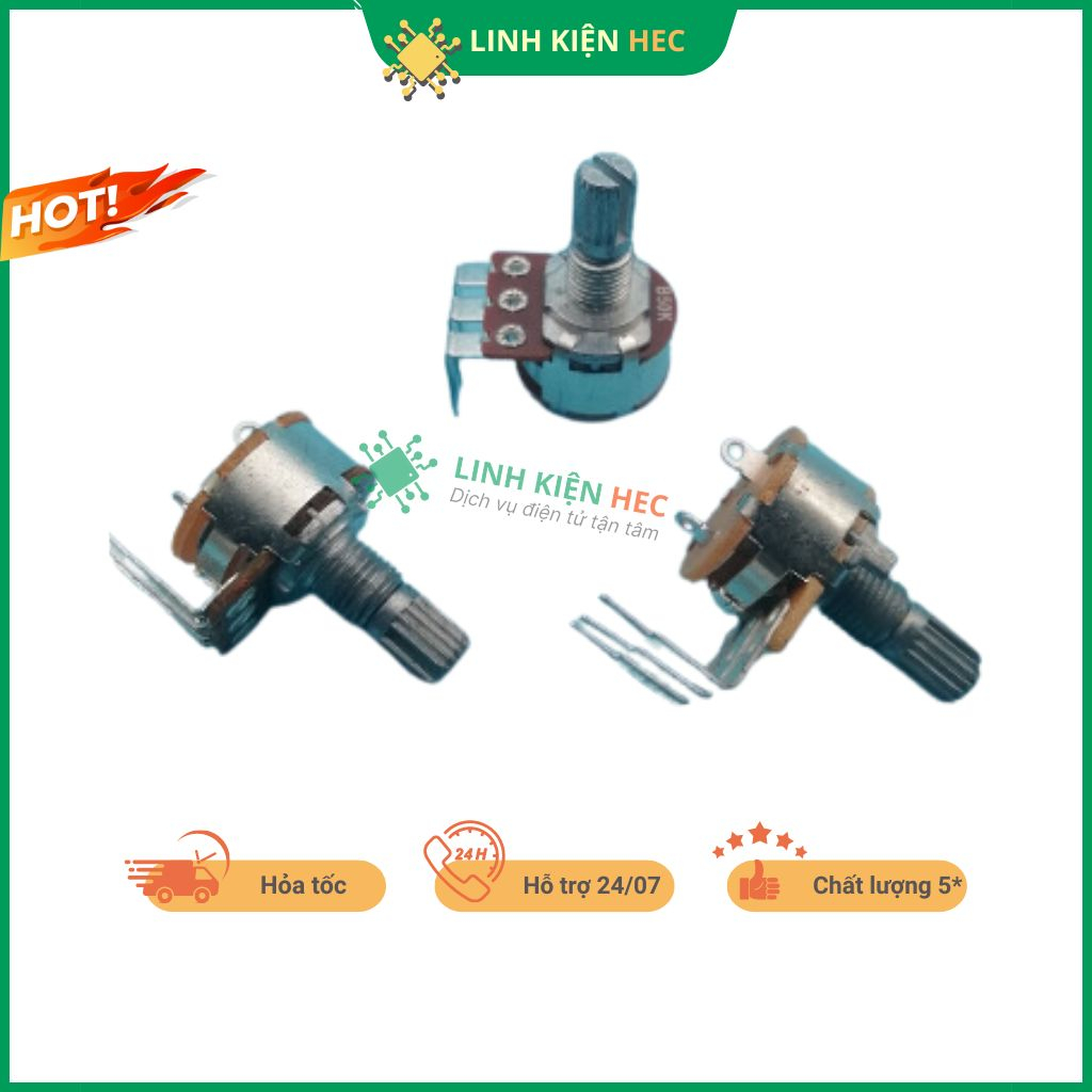 Chiết áp công tắc 5k 10k 50k 100k 500k Wh148 chính hãng linh kiện hec.