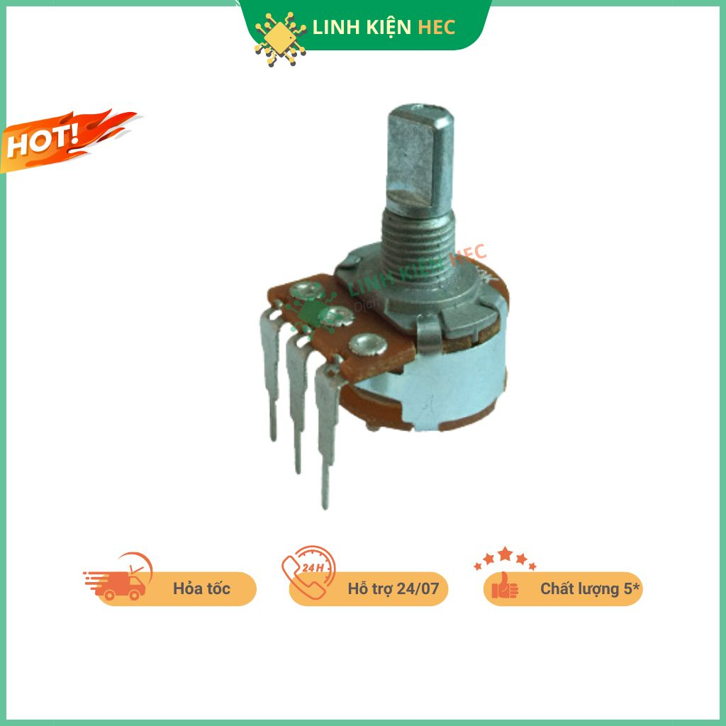 Chiết áp công tắc 5k 10k 50k 100k 500k Wh148 chính hãng linh kiện hec.