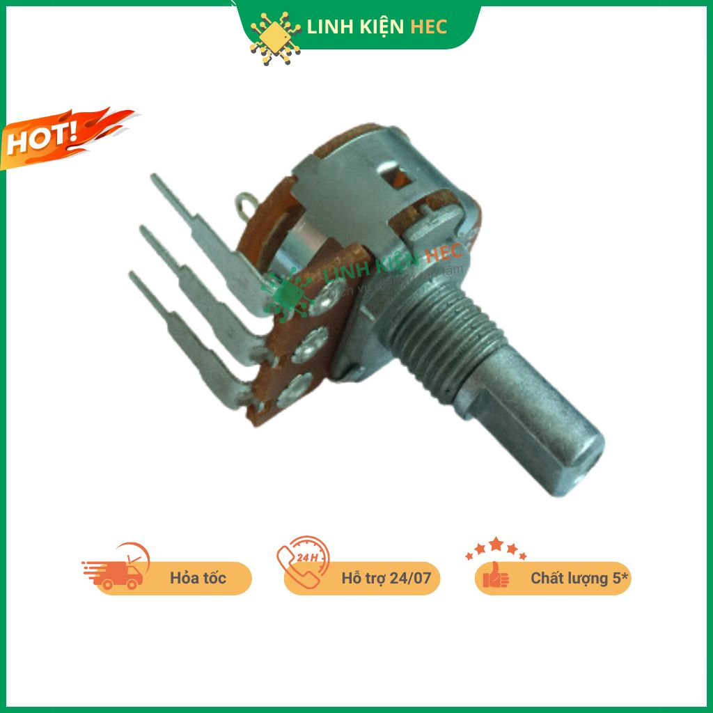 Chiết áp công tắc 5k 10k 50k 100k 500k Wh148 chính hãng linh kiện hec.