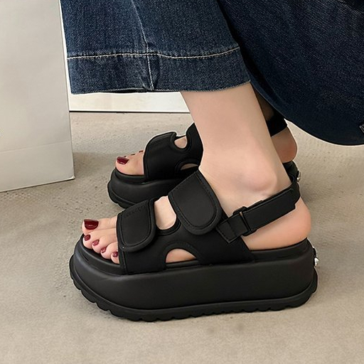 Dép sandal quai hậu nữ đế cao 7Black thời trang phong cách ulzzang nịnh chân