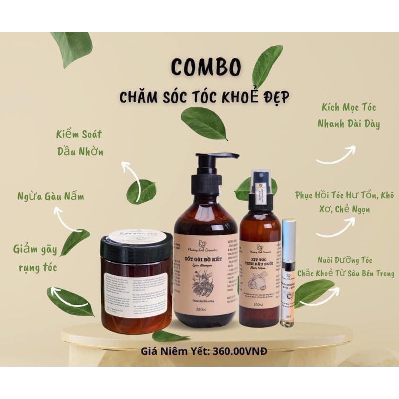 Combo cốt gội đầu bồ kết Phương Anh cosmetic
