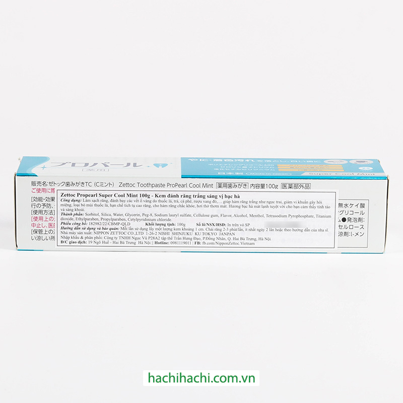 Kem đánh răng Zettoc vị bạc hà mát lạnh 100g - Hachi Hachi Japan Shop