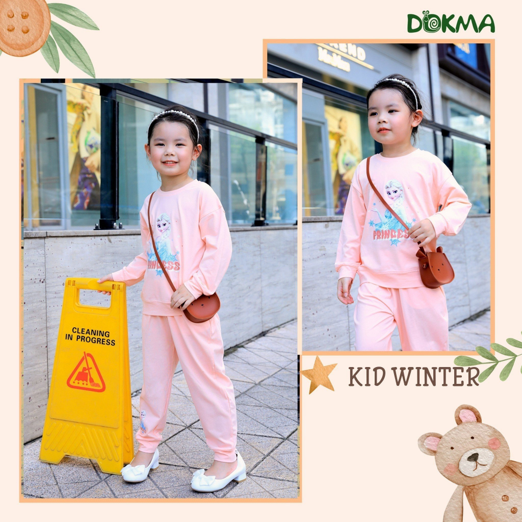 Bộ dài tay bé gái in hình Dokma vải cotton mỏng DB1184 DB1236 DB1881