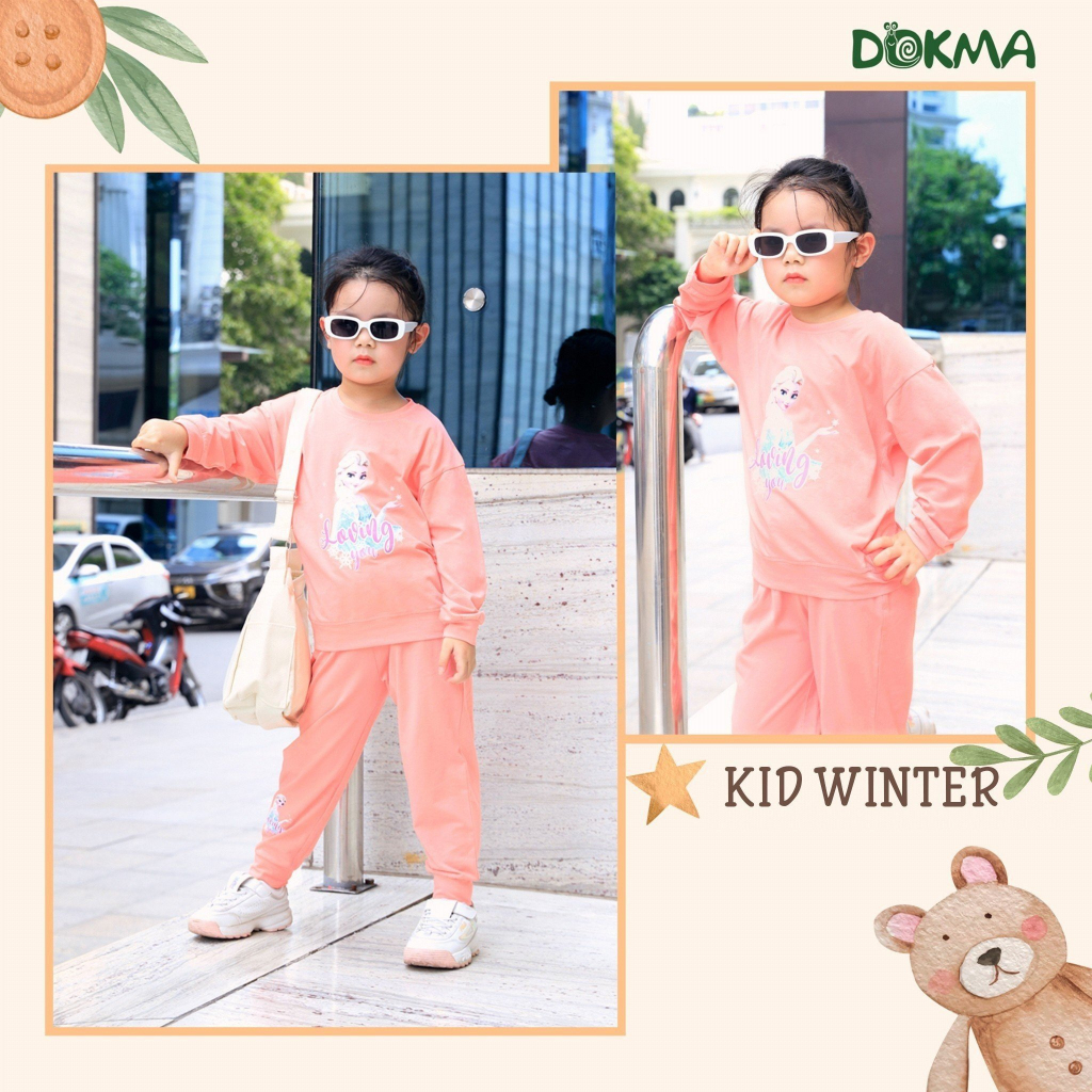 Bộ dài tay bé gái in hình Dokma vải cotton mỏng DB1184 DB1236 DB1881