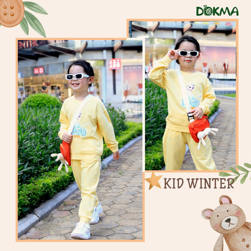 Bộ dài tay bé gái in hình Dokma vải cotton mỏng DB1184 DB1236 DB1881