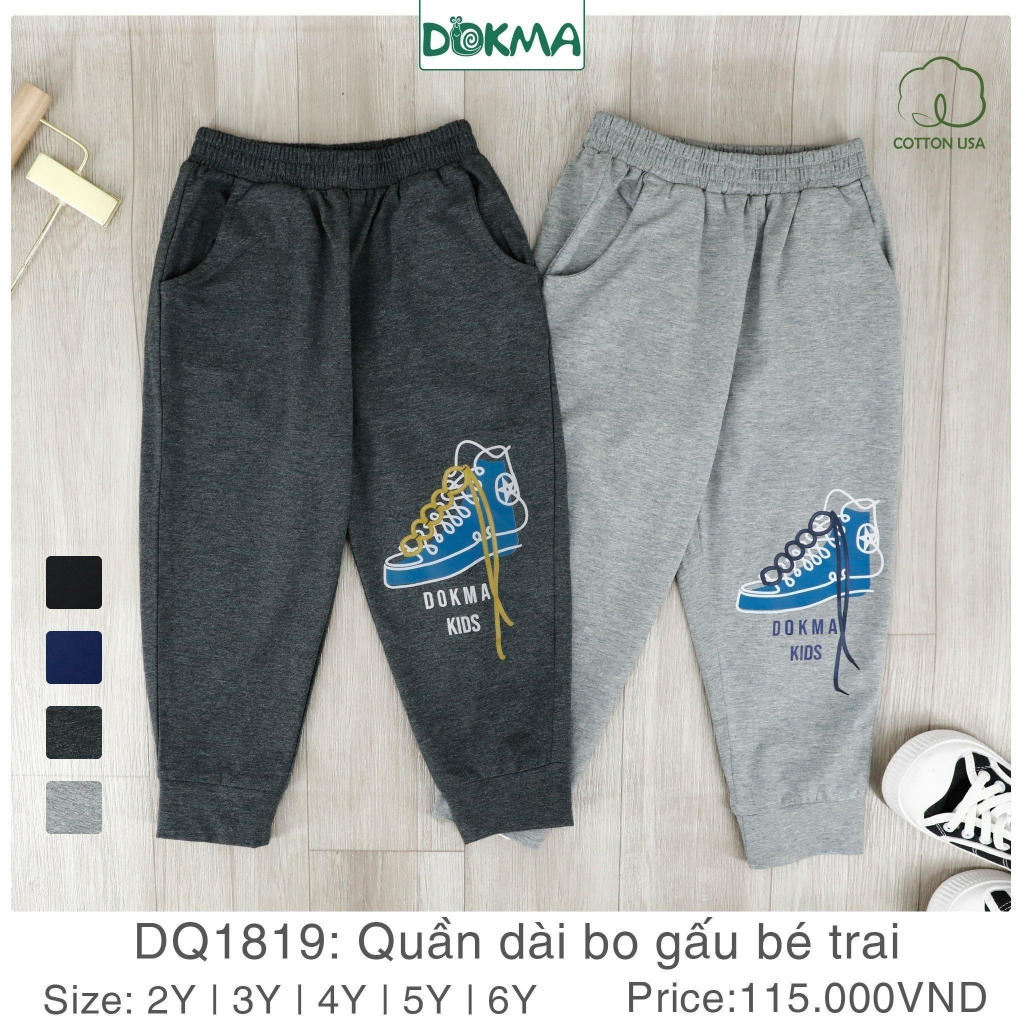 Quần dài bo gấu bé trai Dokma vải cotton mỏng DQ1099 DQ1819