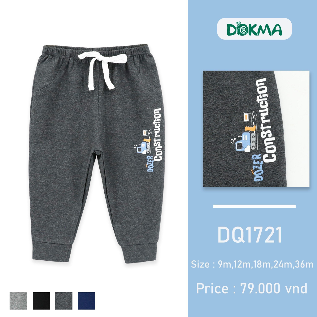 Quần dài bo gấu bé trai Dokma vải cotton mỏng DQ1721 DQ1866