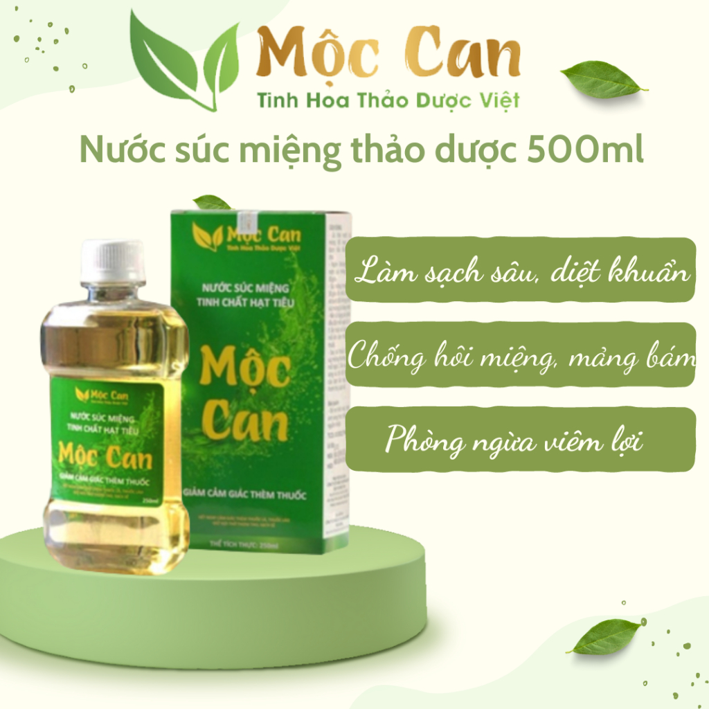 Nước Súc Miệng Cai Thuốc Lá Thuốc Lào Mộc Can (Chai 250ml), Khử Mùi Hôi Miệng Hiệu Quả