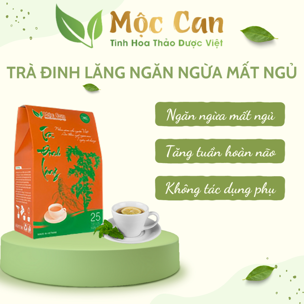 Trà Đinh Lăng Mộc Can (Hộp 25 Túi Lọc) Hỗ Trợ Mất Ngủ, Ngủ Ngon, Sâu Giấc, Tăng Tuần Hoàn Não