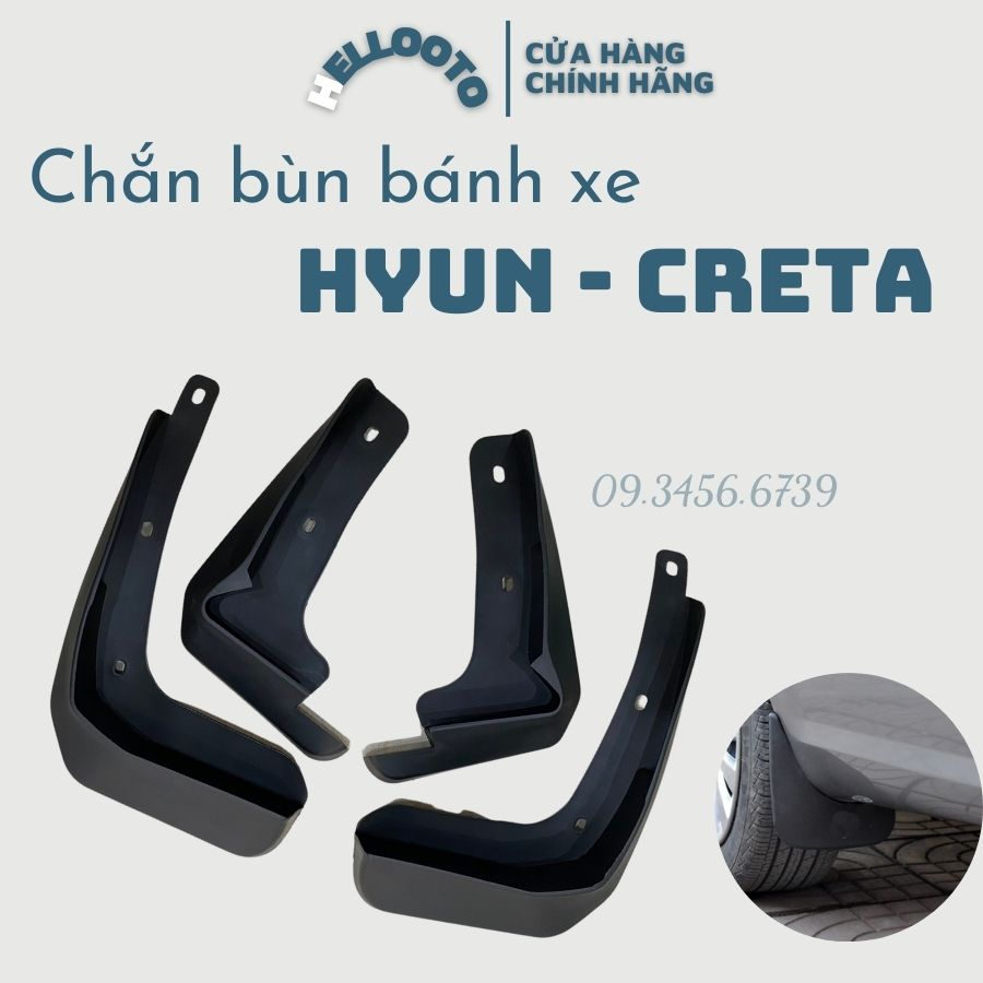 Bộ 4 chắn bùn xe Creta 2022 2023 2024 chất liệu nhựa dẻo độ bền cao dễ dàng lắp đặt - hellooto