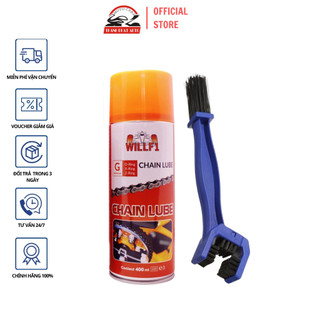 Combo Dưỡng sên, Bôi trơn Sên xe máy/ Moto WLLF1 Chain Lube 400ml tặng bàn chải vệ sinh sên 3D