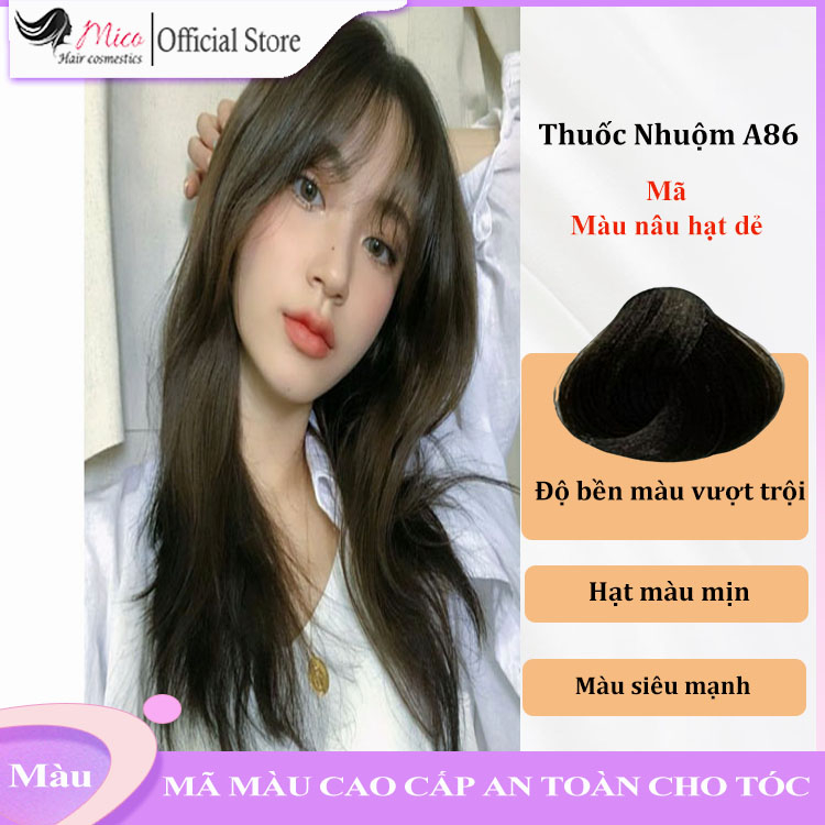 Thuốc nhuộm tóc màu nâu hạt dẻ thời trang, màu nhuộm tóc A86 xu hướng cho salon typ 100ml