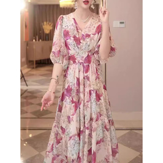 ĐẦM MAXI HOA CỔ V CAO CẤP QUẢNG CHÂU