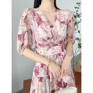 ĐẦM MAXI HOA CỔ V CAO CẤP QUẢNG CHÂU