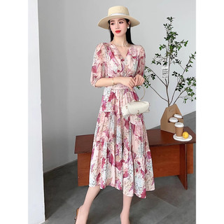 ĐẦM MAXI HOA CỔ V CAO CẤP QUẢNG CHÂU