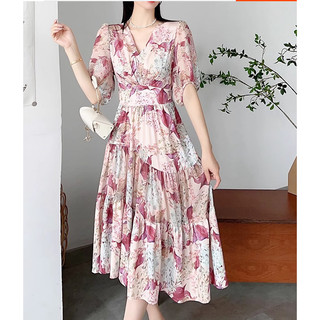 ĐẦM MAXI HOA CỔ V CAO CẤP QUẢNG CHÂU