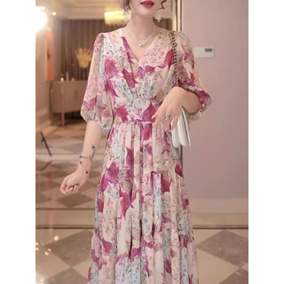 ĐẦM MAXI HOA CỔ V CAO CẤP QUẢNG CHÂU