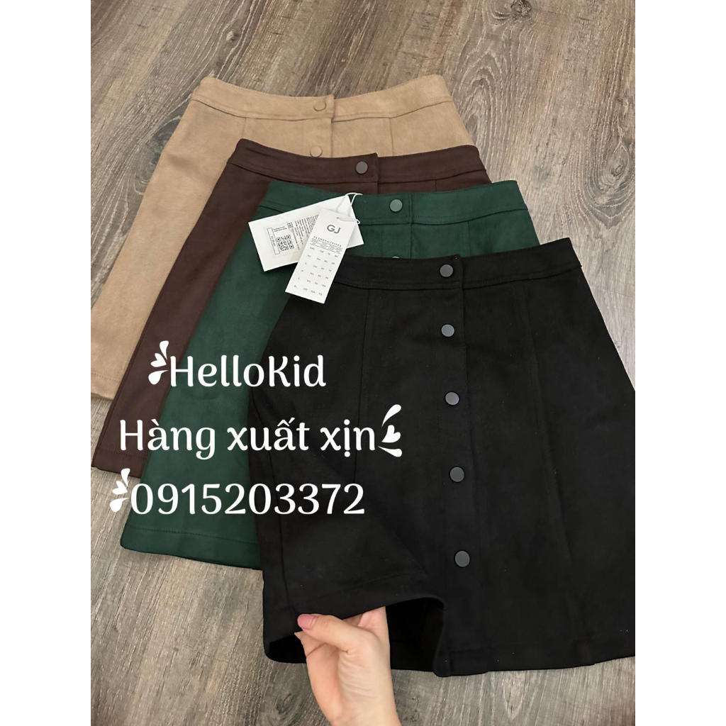 Chân váy g.ỉa da cúc trước Gzj nữ