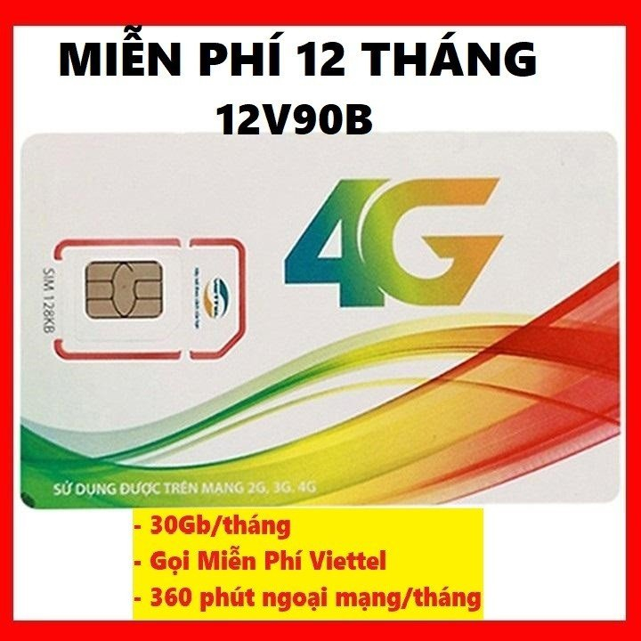 Sim 4G Viettel 10 số vào mạng trọn gói 1 năm- Tặng ngay 30GB/tháng Nghe gọi tỷ phút xài cả năm không nạp tiền - 12V90B