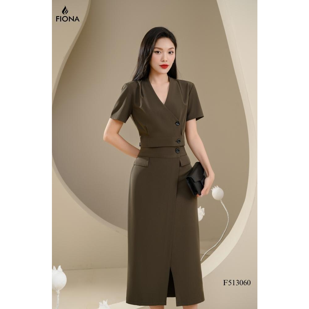 Chân váy dài FIONA vạt chéo chân váy ôm công sở thiết kế cao cấp túi giả trang trí trẻ trung F213034