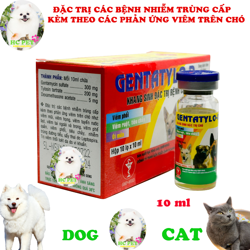 GENTATYLO-D ĐẶC TR-Ị CÁC BỆNH NHIỄM TRÙNG CẤP KÈM THEO CÁC PHẢN ỨNG VIÊM TRÊN CHÓ.