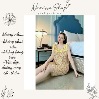 Đồ bộ mặc nhà vải lụa lửng mềm mát phối bông nhí xinh xắn siêu dễ thương