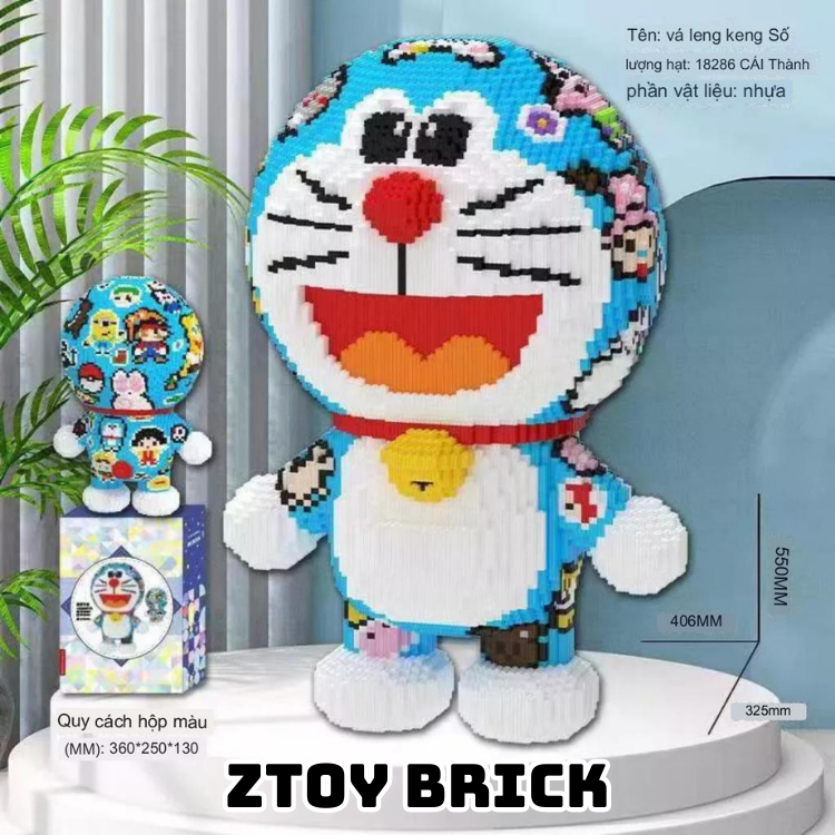 Lắp Ghép Le.go Doraemon Xăm Trổ 55cm 18. , Xếp hình le.go Doremon xăm hình cỡ lớn mẫu mới TẶNG BÚA