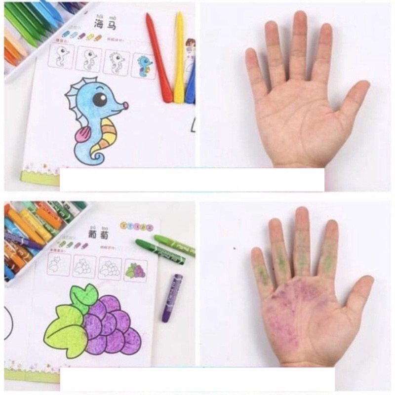 Bộ 12, 24 Bút Màu Hữu Cơ Cho Bé Tập Vẽ Không Dính Tay Bộ bút sáp màu hữu cơ cho bé PUKAPI