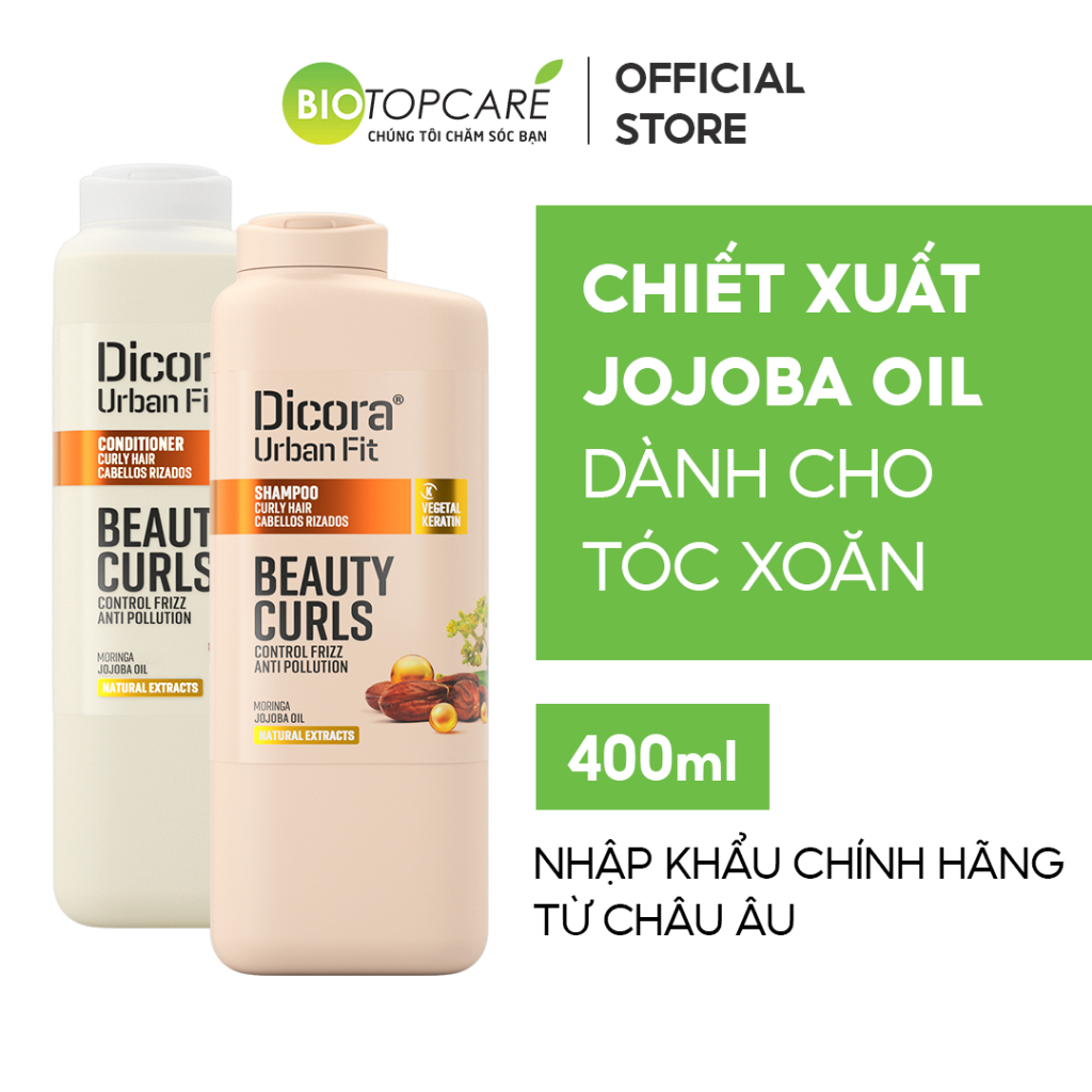 Dầu gội - xả dành cho tóc xoăn Dicora Urban Fit chiết xuất tinh dầu Jojoba 400ml - BioTopcare Official