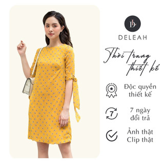 Đầm De Leah hoạ tiết hình học dáng suông tay lỡ dây nơ thời trang thiết kế