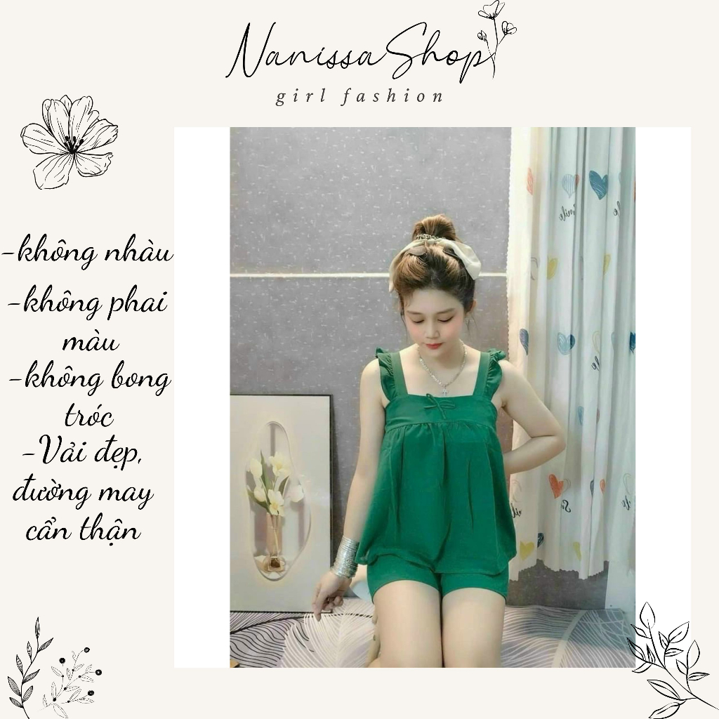 BỘ MẶC NHÀ THOÁNG MÁT VẢI LỤA ĐÙI VAI PHỐI BÈO SIÊU DỄ THƯƠNG PHÙ HỢP MẶC MÙA HÈ - 032 NANISSASHOP