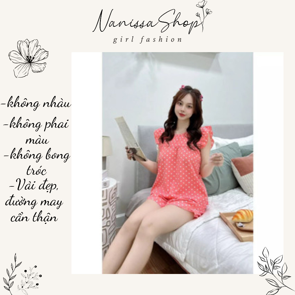 [3 SIZE 45-70KG) Đồ bộ mặc nhà thoáng mát dễ chịu LỤA ĐÙI CHẤM BI PHÙ HỢP CHO NGÀY HÈ OI BỨC - 021 NANISSASHOP