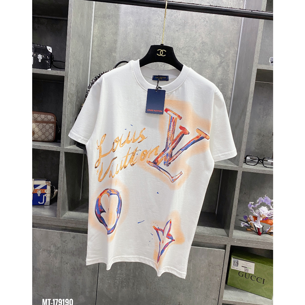 Áo phông LV nam nữ màu loang họa tiết siêu đẹp,chất vải cotton in siêu nét,áo phông cháy phố hottrend 2023