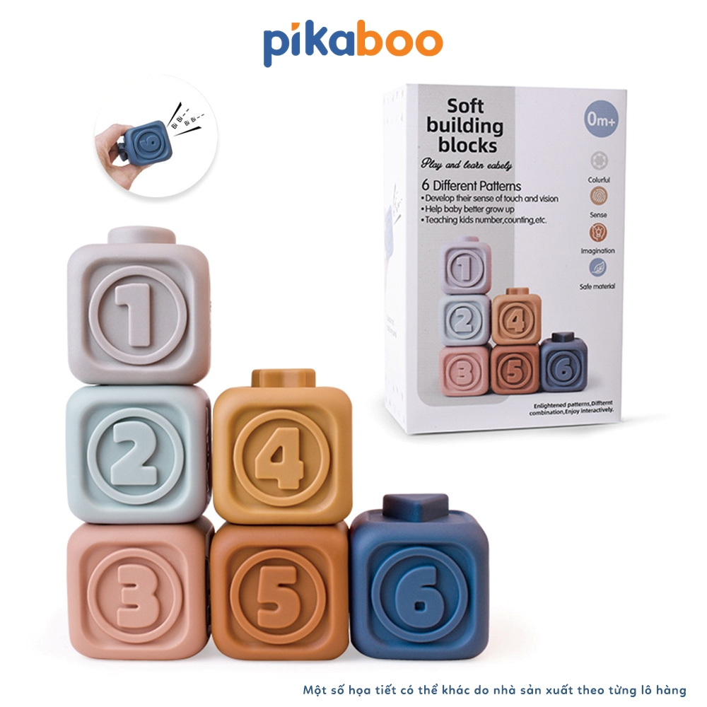 Đồ chơi tháp xếp chồng montessori tròn gấu và hình khối cao cấp Pikaboo giúp trẻ phát triển đa giác quan