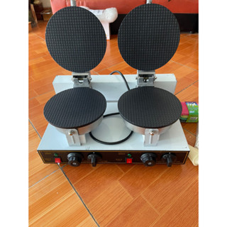 ảnh thật - máy làm vỏ bánh ốc quế công nghiệp ( máy đôi)