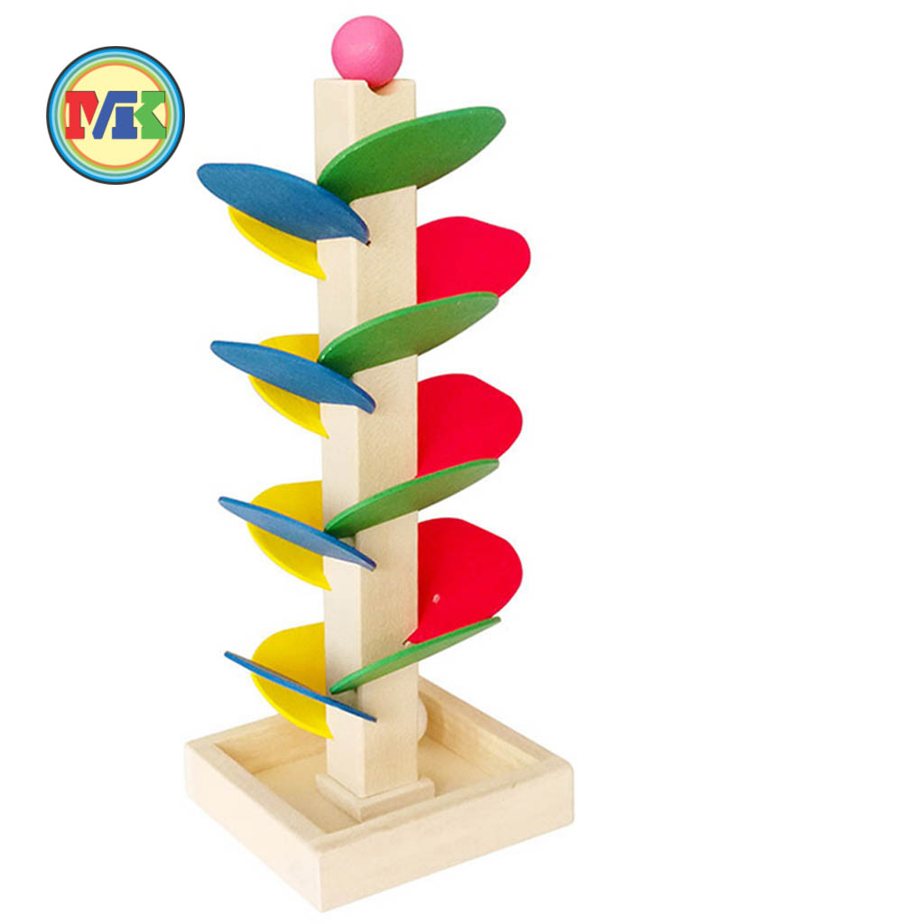 Đồ chơi thả bi lốc xoáy gỗ - tháp lá cây sắc màu tươi sáng phát triển trí thông minh cho trẻ