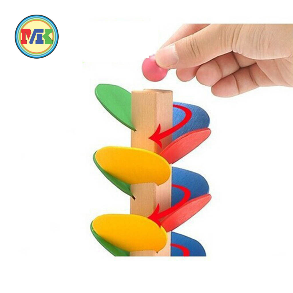 Đồ chơi thả bi lốc xoáy gỗ - tháp lá cây sắc màu tươi sáng phát triển trí thông minh cho trẻ