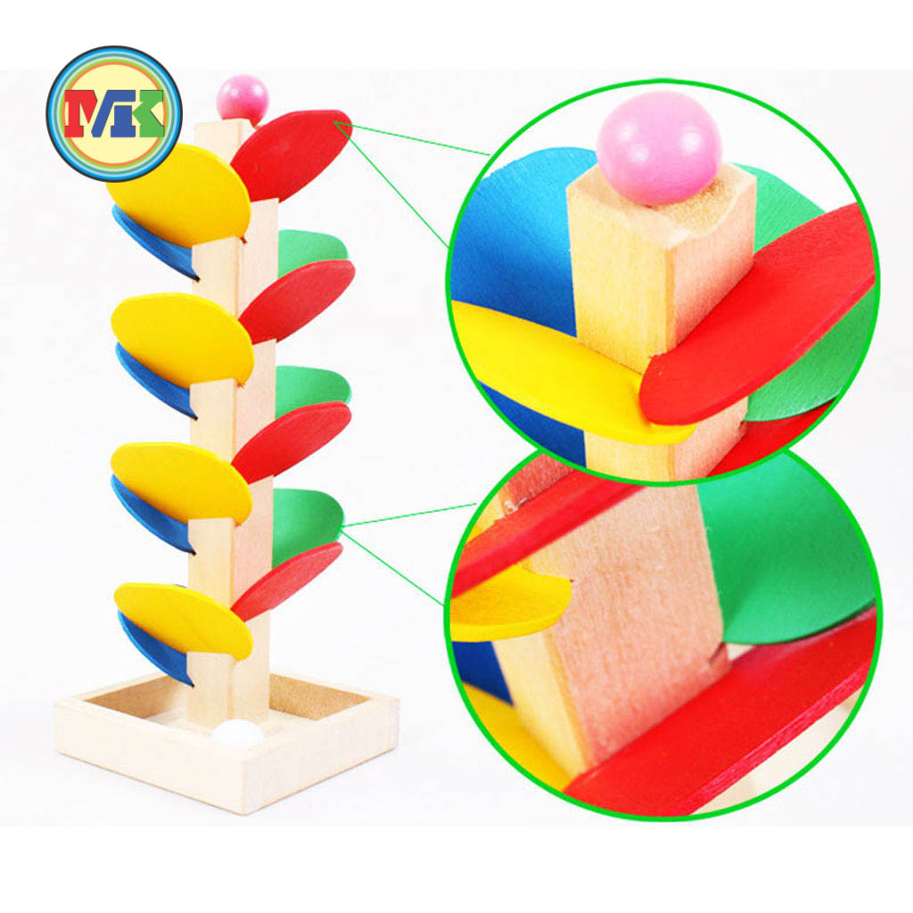 Đồ chơi thả bi lốc xoáy gỗ - tháp lá cây sắc màu tươi sáng phát triển trí thông minh cho trẻ