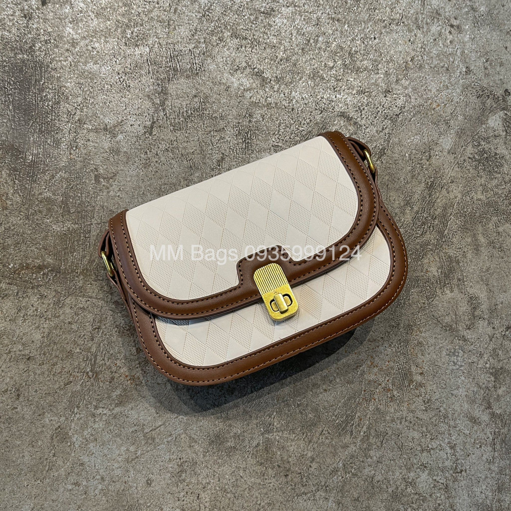 Túi đeo chéo nữ viền da có khoá kéo MM Bags túi kẹp nách quảng châu da xịn
