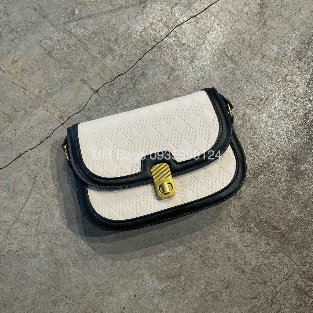 Túi đeo chéo nữ viền da có khoá kéo MM Bags túi kẹp nách quảng châu da xịn