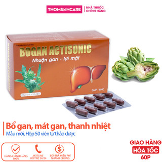 Viên Bổ gan Bogan Actisonic giải độc, thanh nhiệt mát gan có thêm rau má và rau đắng đất - Hộp 50 viên Thomsoncare