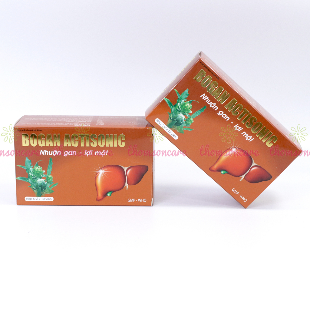 Viên Bổ gan Bogan Actisonic giải độc, thanh nhiệt mát gan có thêm rau má và rau đắng đất - Hộp 50 viên Thomsoncare