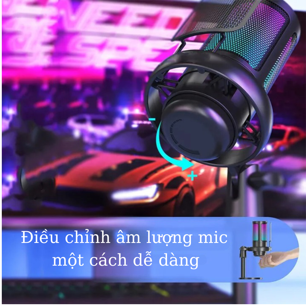 Mic Livestream, Mic thu âm ME6S có màng lọc tạp âm đèn led bắt mắt, Micro sử dụng dây USB để bàn, bản nâng cấp Mic SF666