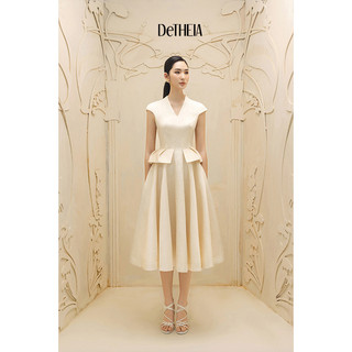 Đầm thiết kế Blanche chất Taffeta ánh nhũ cổ điển thương hiệu cao cấp DeTHEIA