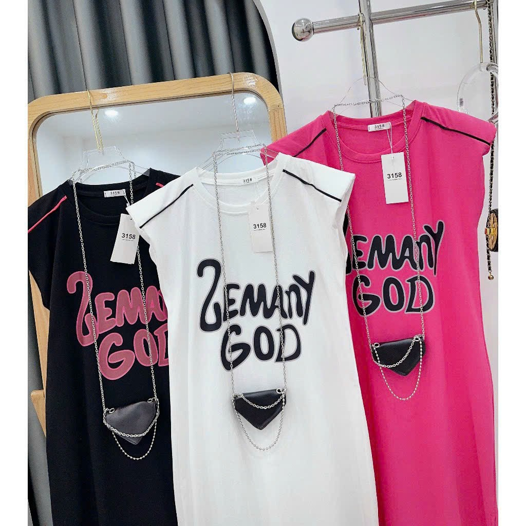 Váy suông sát nách GOD có đệm vai, đầm suông dáng dài nhiều màu chất liệu thấm hút mồ hôi tốt